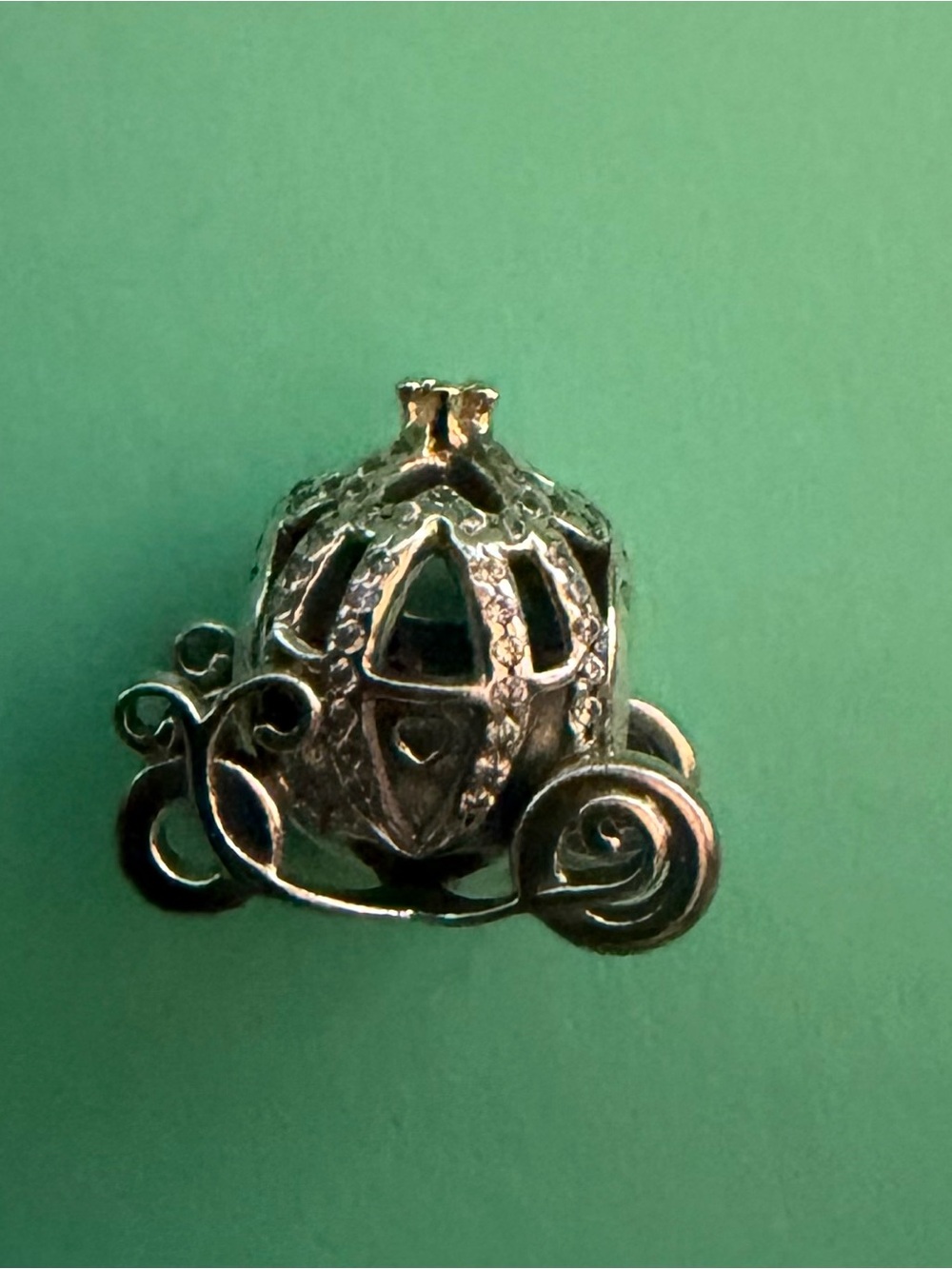 Authentic Pandora Disney SS and 14K Cinderella's Pumpkin Coach Charm